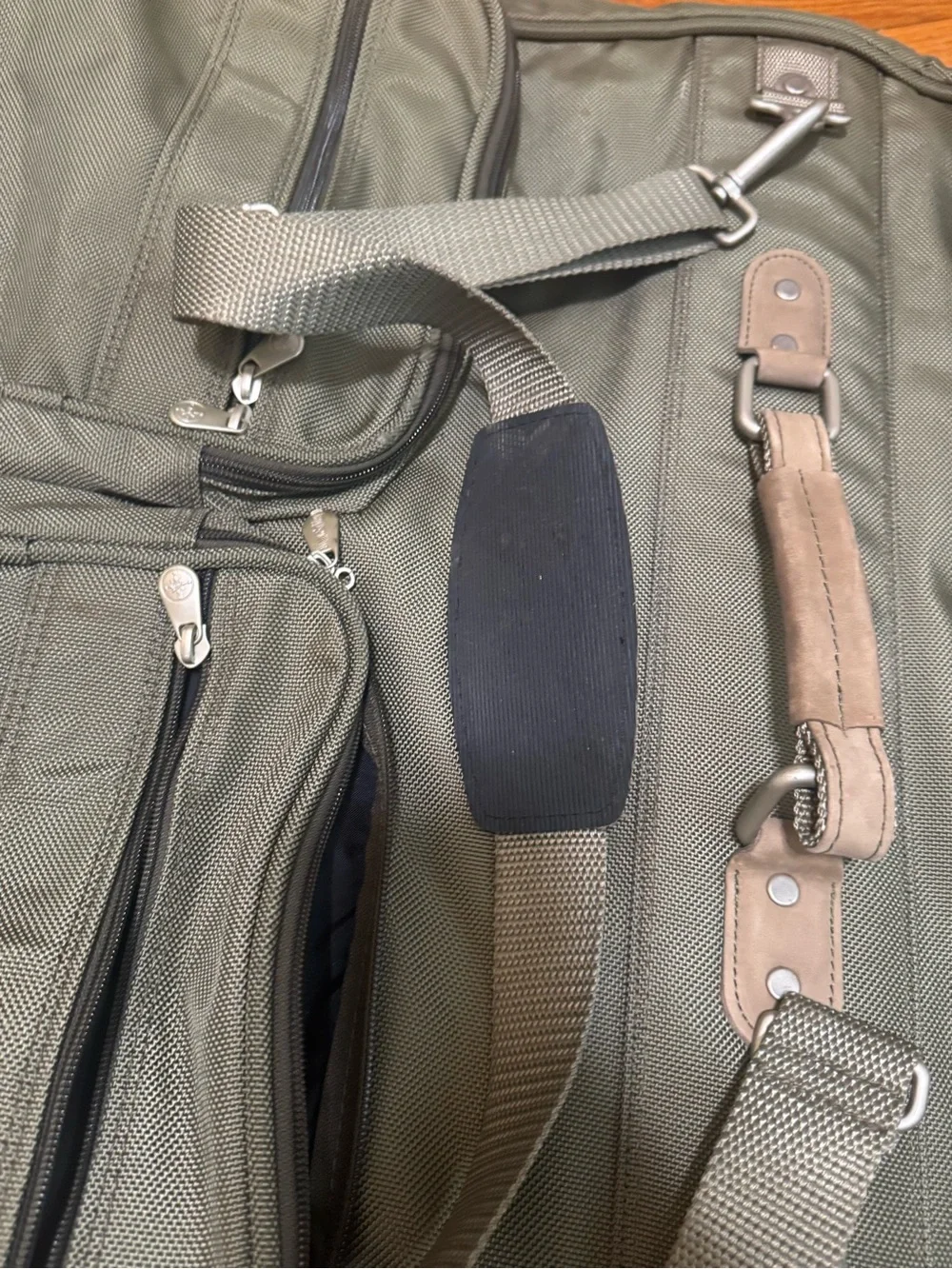 Briggs & Riley Olive Travel Garment Bag with Shoulder Strap